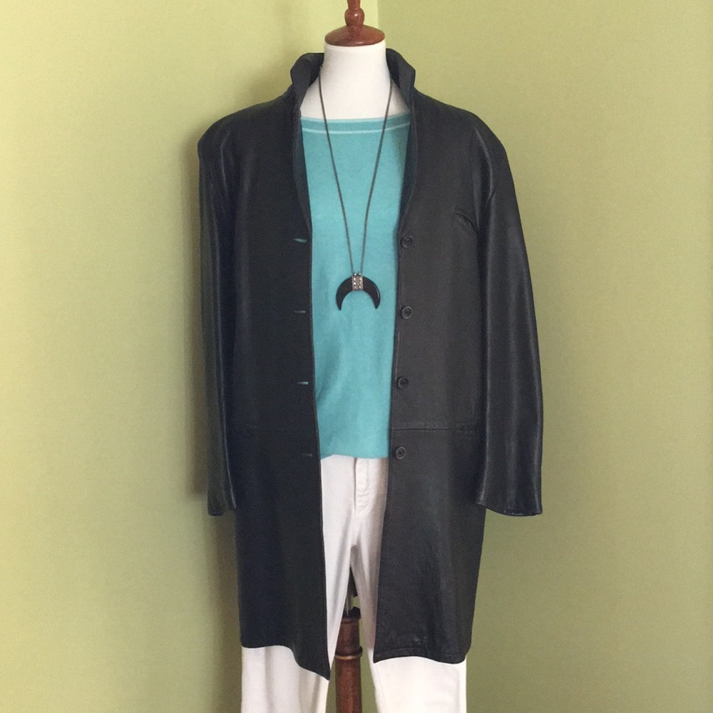 Black Leather Trench Coat